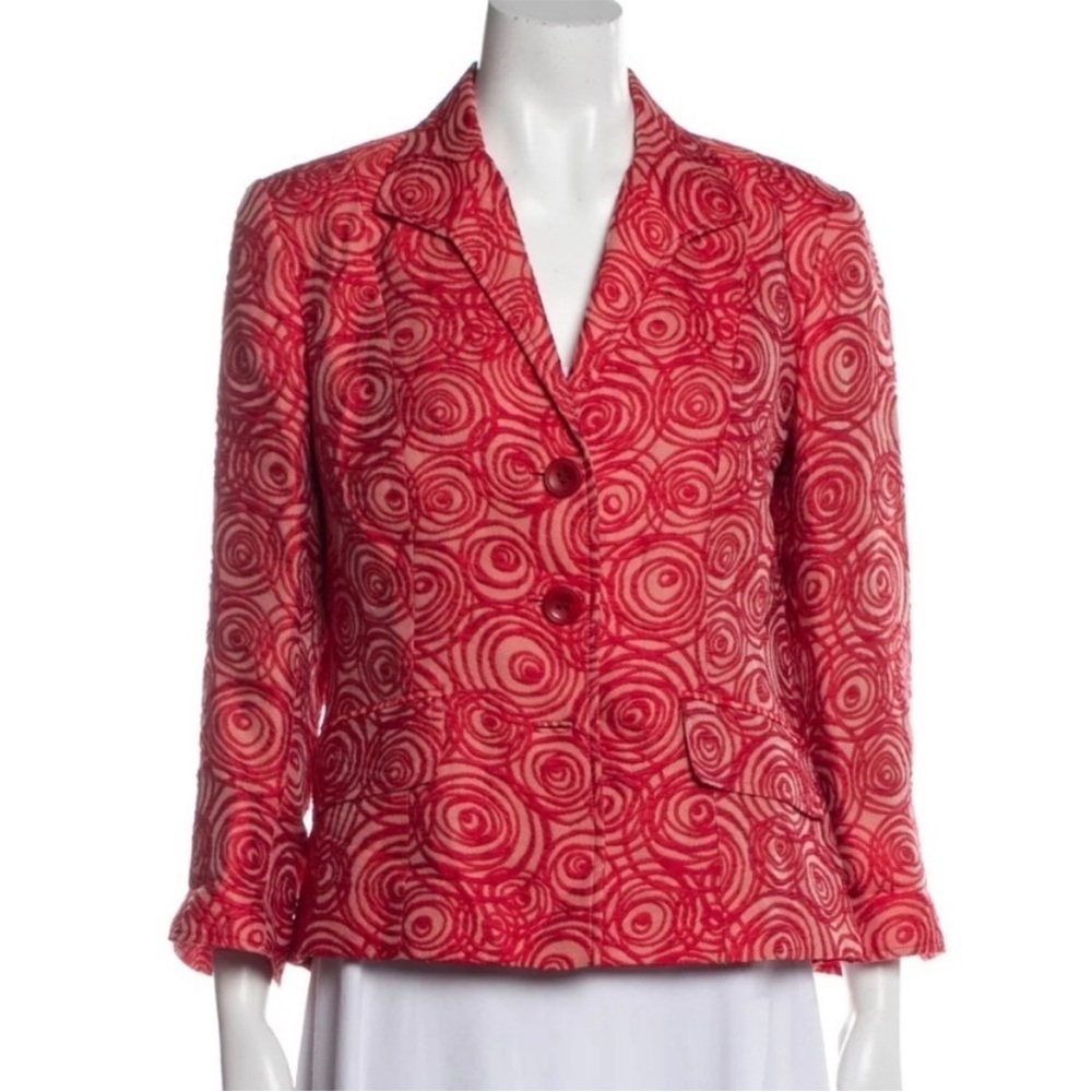 Lafayette 148 New York Red Swirl Blazer Size 4